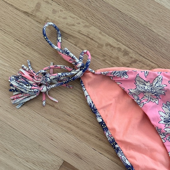 O’Neill Floral Tie-Side Bright Orange & Pink Bikini Bottom - Size L - Picture 4 of 6